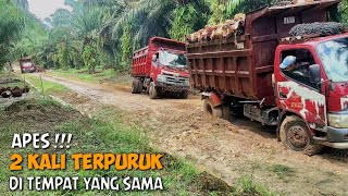 EVAKUASI TRUK SAWIT YANG TERPURUK MASUK PARIT GARA2 SALAH AMBIL JALAN AKIBAT HUJAN DERAS