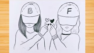 Dibujo simple de BFF / Cómo dibujar a tus mejores amigas / Dibujo a lápiz  paso a paso - thptnganamst.edu.vn