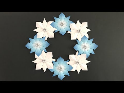 Origami Snowflake Wreath Tutorial (NiceNo1) - YouTube