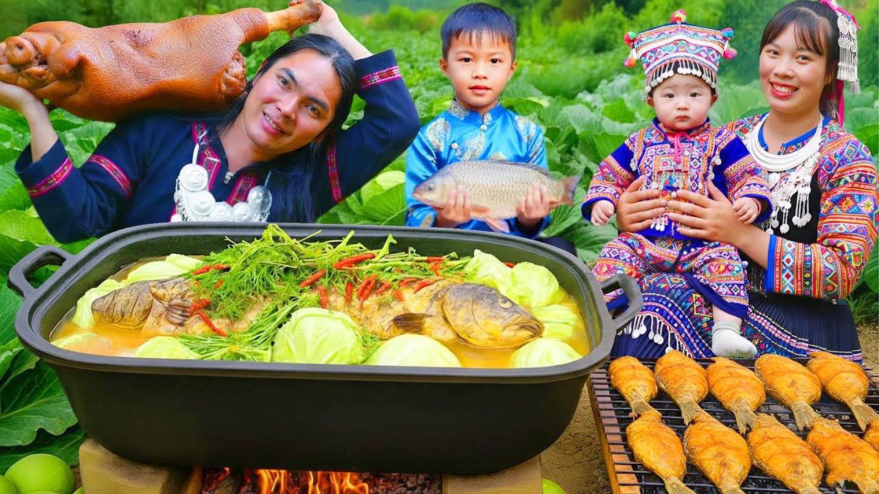 Catching Mysterious Stream Fish in the Deep Forest with My Family & Making Smoked Fish