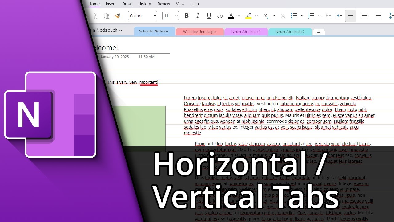 OneNote Horizontal Tabs / Vertical Tabs Tutorial - YouTube