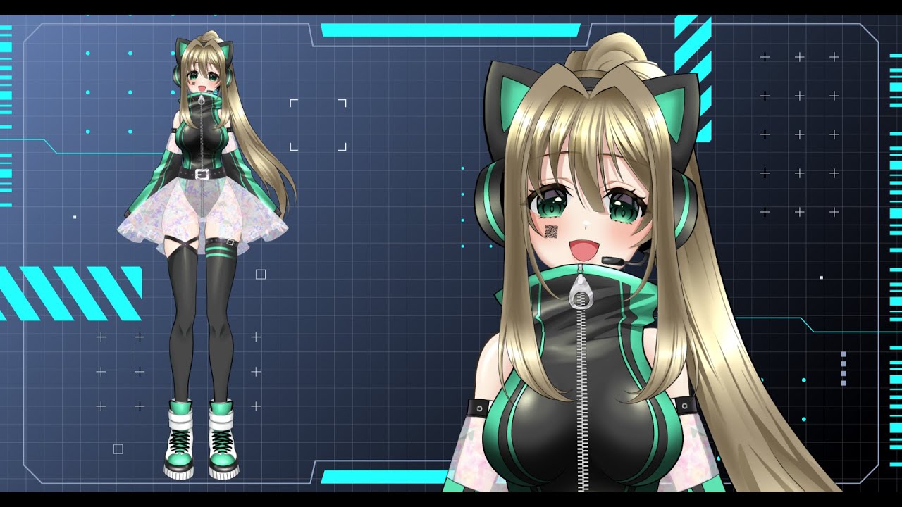 限定1点】猫耳ヘッドホンのサイバーパンクな女の子 | VTuber魂募集カタログ