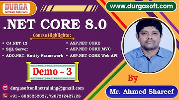 .NET CORE 8.0 tutorials || Demo - 3 || by Mr. Ahmed Shareef On 12-09-2025 @7PM (IST)