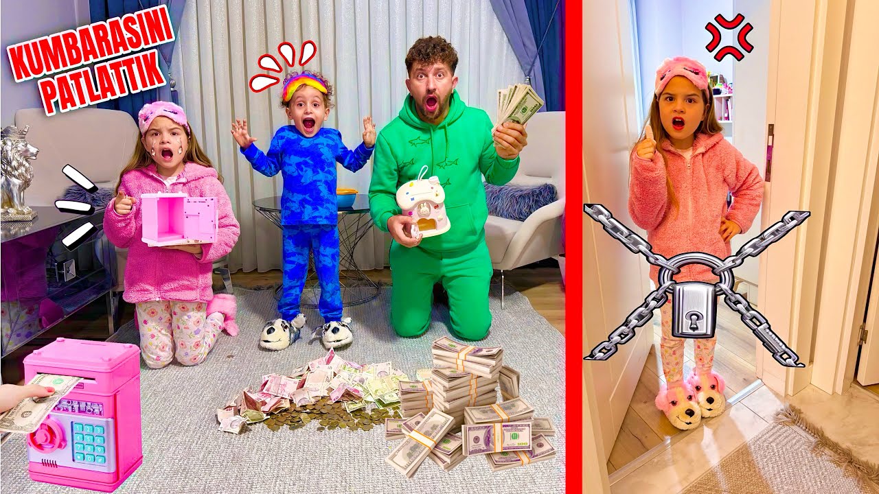 ELİFİN KUMBARASINI PATLATTIK !! KUZEY TÜM PARAYI ALDI !!