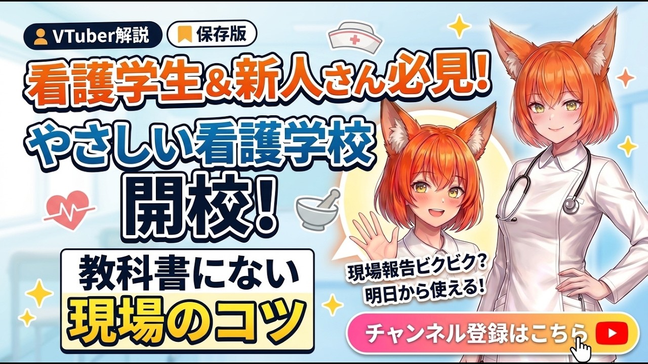 看護学生必見！ 現役看護師VTuber】やさしい看護学校、本日開校！実習の「怖い」を