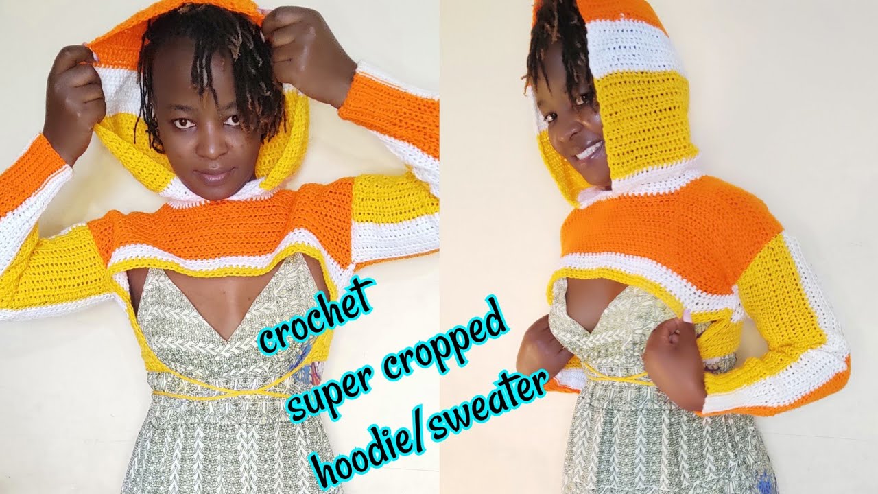 How to crochet a super cropped hoodie//crochet crop sweater