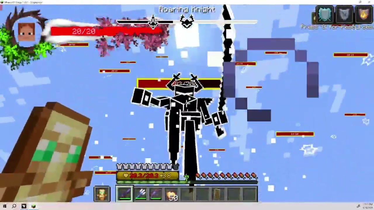 Minecraft 1.20.1 The Roaring Mod Showcase: Including the boss fight against the knight!