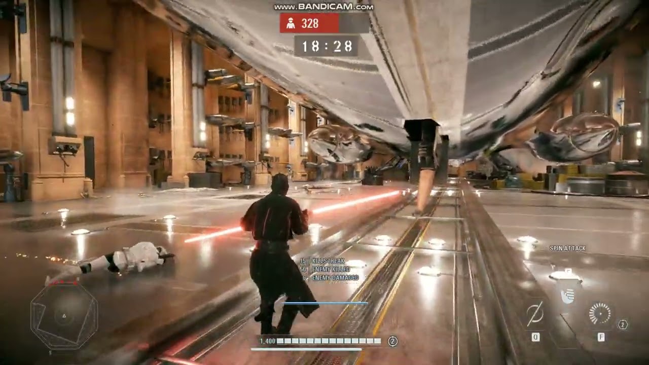 SWBF2 Arcade Onslaught Darth Maul vs. 500 Clone Troopers On Naboo (Palace Hangar)