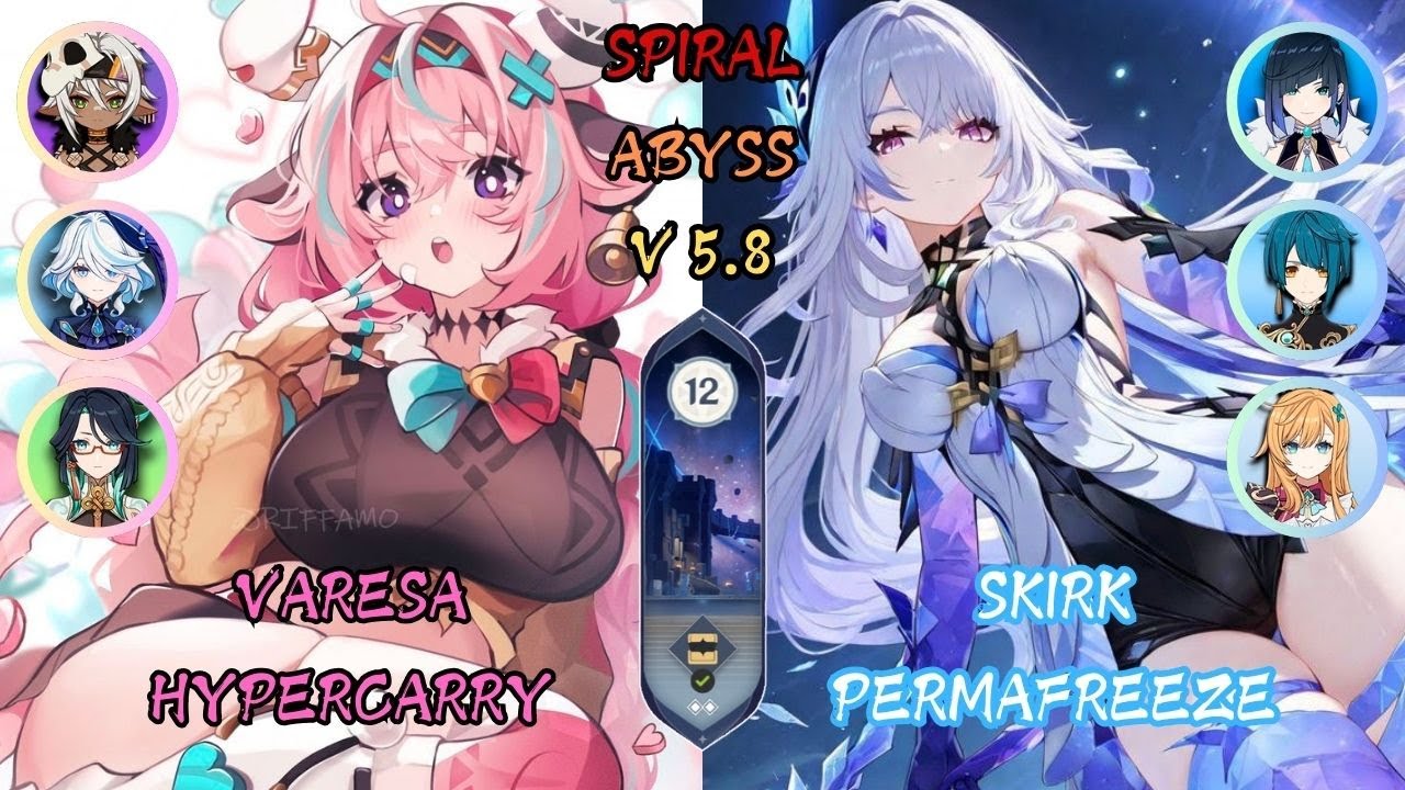 Varesa Hypercarry & Skirk Permafreeze | Abyss 5.8 | Floor 12 | Genshin Impact Gameplay 9 Stars