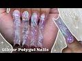 Glitter Polygel Nails✨ Extra Long Nails &amp; 3D Nail Art | Easy Polygel Application | Nail Tutorial