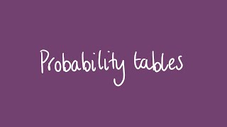 Probability tables | Unit 1 and 2 VCE Maths Methods