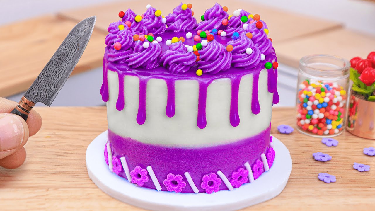 Yummy Purple Cake 💜🍫😋 Miniature Purple Chocolate Cake Decorating With Sprinkles Candy