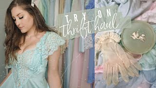  TRY ON VINTAGE HAUL  Thrift Stores & Estate Sales | Girly, Shabby Chic, Glam