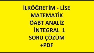 Öabt Matemati̇k İntegral 1 Soru Çözüm Pdf
