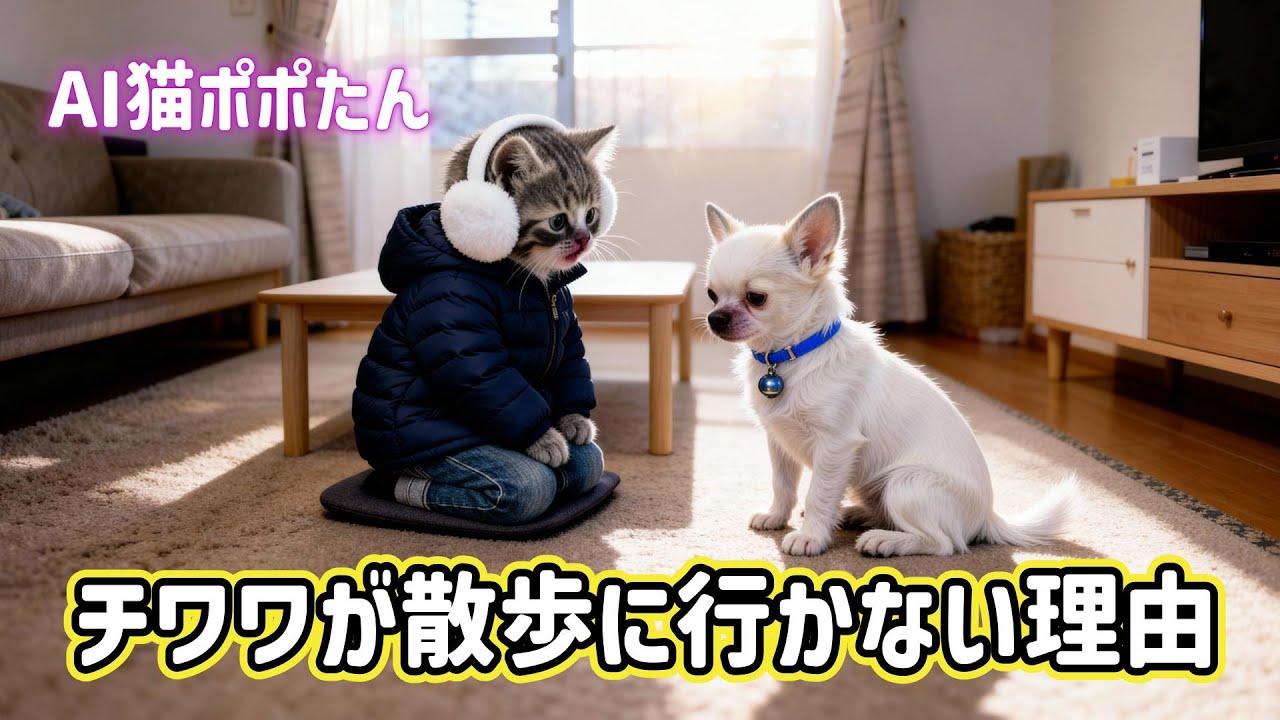 AI猫ポポたん 愛犬チワワが散歩に行きたがらない！ その理由をポポたんが解決する
