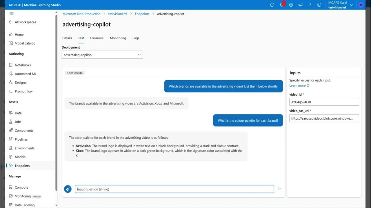 Chat Recording with Custom Built Advertising Copilot Endpoint on Azure