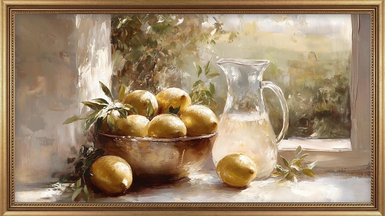 Vintage Summer Still Life | Lemons & Peaches by the Window | Frame