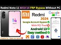 Redmi Note 11 FRP Bypass [Without PC] MIUI 14 Latest Google Account ✅ Gmail Lock Trick 2024!