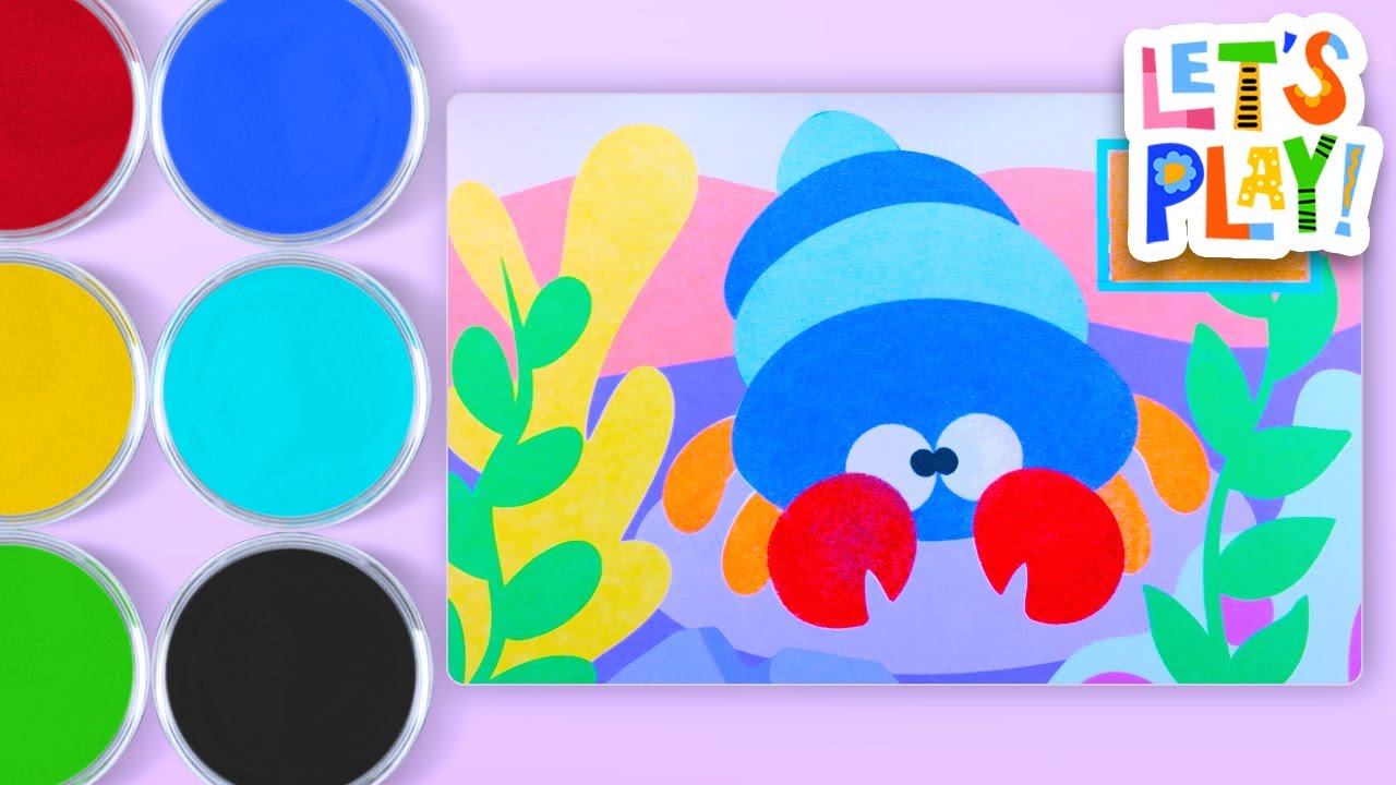 Sand painting hermit crab with color sand