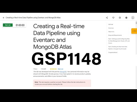 Creating a Real time Data Pipeline using Eventarc and MongoDB Atlas #qwiklabs #GSP1148 Solution