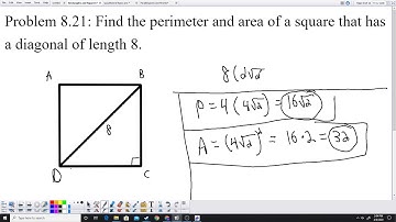 Finding the Area and Perimeter of a Square Given the Diagonal