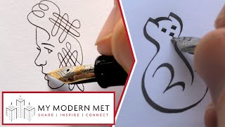 Relaxing Calligraphy Pen Drawings by Seb Lester
