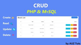 CRUD Operations in PHP & MySQL With Book List Project  | Create , Read, Update, Delete in PHP, MySQL