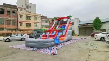 20ft Tropical Water Slide With Pool – SUNPARK INFLATABLES