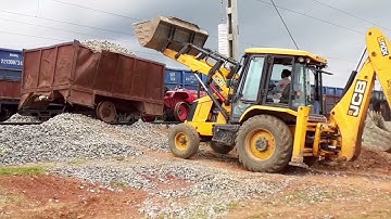 JCB 3DX Loading Ballast On Tractor Trolley | tractor pulling fully loaded trolley| jcb cartoon video