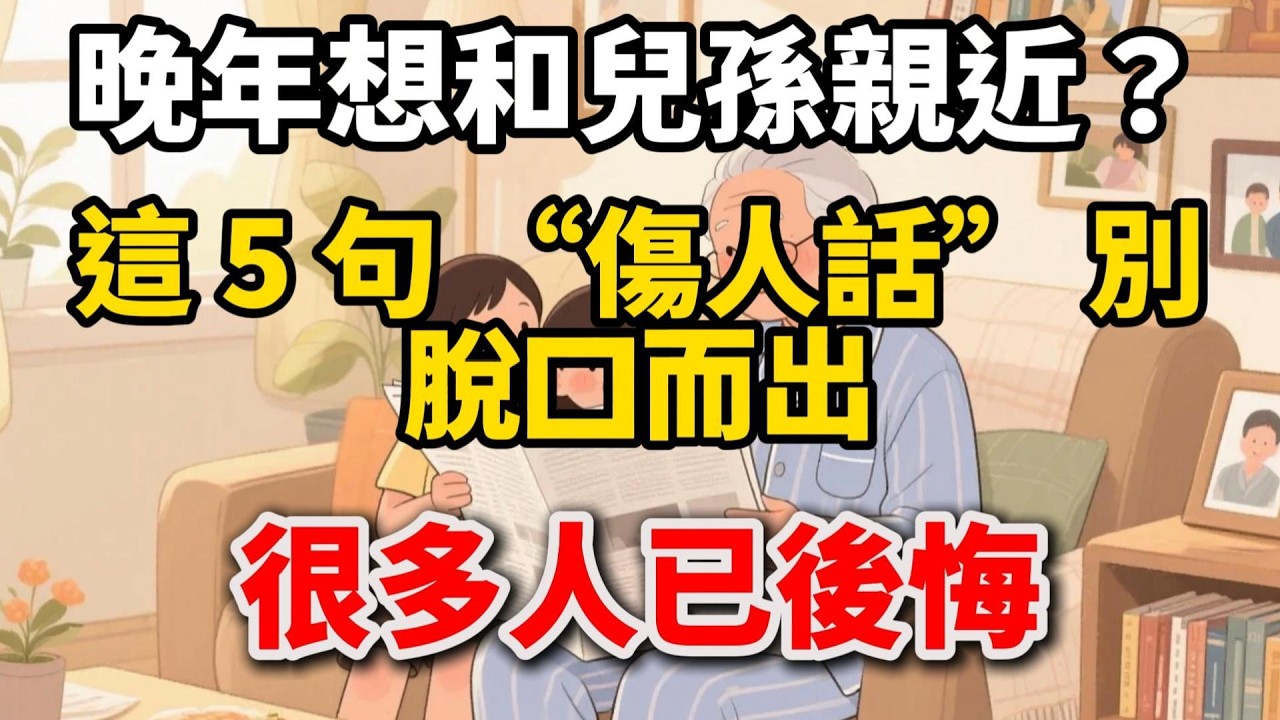 晚年想和兒孫親近？這 5 句 “傷人話” 別脫口而出，很多人已後悔【陽光晚年】#晚年生活 #中老年生活 #爲人處世 #生活經驗 #情感故事 #家庭關繫 #親子溝通 #人生感悟