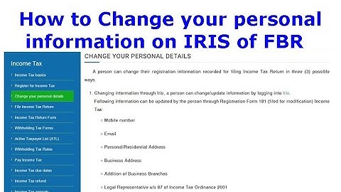 How to Change your Personal Details on IRIS, FBR #incometaxreturn