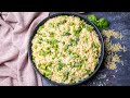 One pot orzo with asparagus and peas