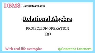 32. PROJECTION OPERATION | Relational Algebra | DBMS | #relational_algebra_query #relationaldatabase