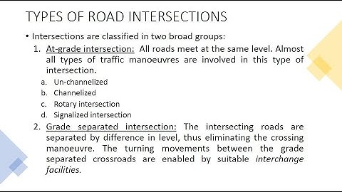 Transportation Engineering 3.8 (Types of road intersections)