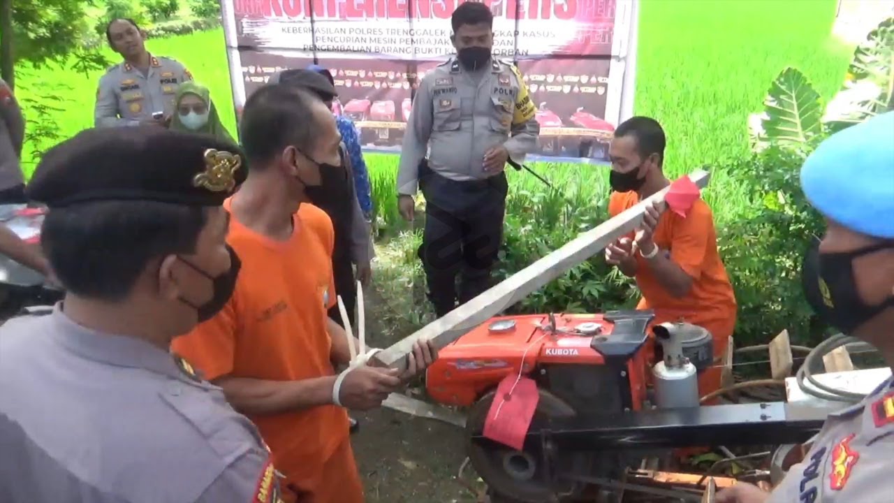 Maling Mesin Pembajak Sawah Ditangkap, Satreskrim Polres Trenggalek Kembalikan BB pada Petani