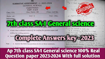 ap 7th class sa1 general science 💯real question paper 2023-24 answers| sa1 7th science answer key