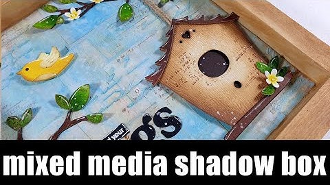 mixed media shadow box -  spring