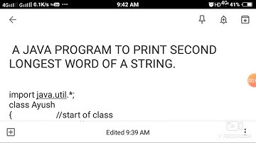A JAVA PROGRAM TO PRINT SECOND LONGEST WORD OF A SENTENCE.