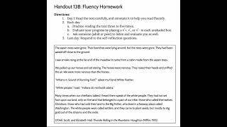 G5L13M1: Read Aloud of 5th Grade Fluency Homework 13B