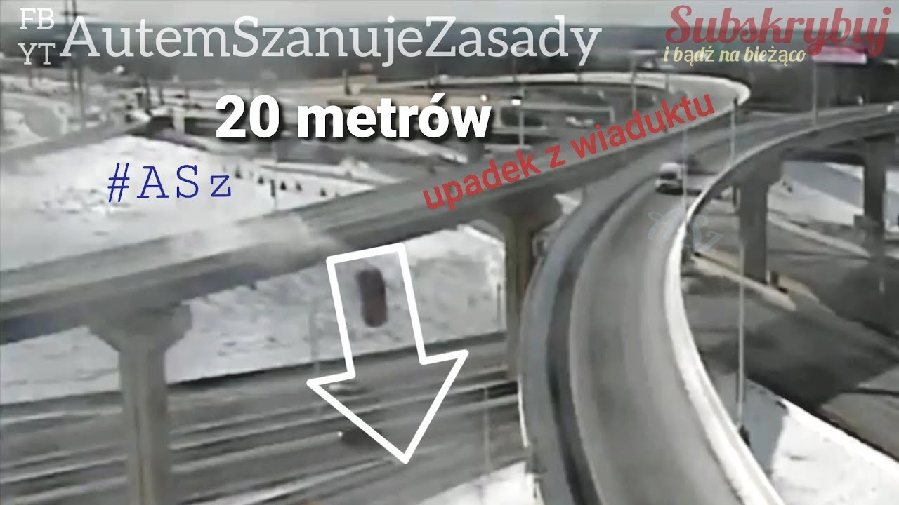 Samochód spadł z wiaduktu z wysokości ponad 20 metrów