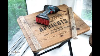 Customize a plain TV tray into an antique crate look!