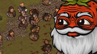 getting absolutely stomped on by lowly 'bandit rabble' (Battle Brothers Legends w/ @strippin )