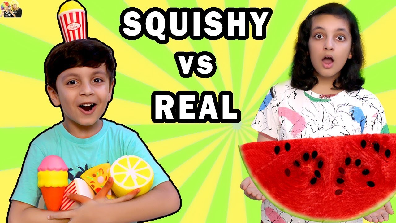 Squishy Vs Real Food Challenge Funny Eating Challenge yu And Pihu Show Youtube