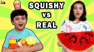 SQUISHY VS REAL FOOD CHALLENGE | Funny Eating Challenge Aayu and Pihu Show