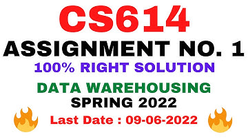 CS614 ASSIGNMENT NO. 1 SPRING 2022 || 100% RIGHT SOLUTION || DATA WAREHOUSING || BY VuTech