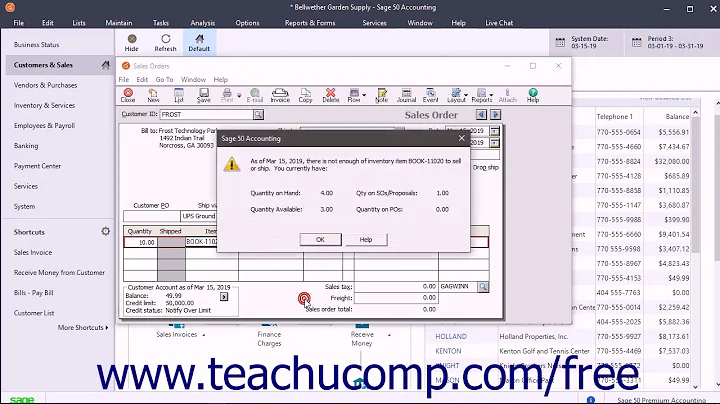Sage 50 2018 Tutorial The Sales Orders Window Sage Training