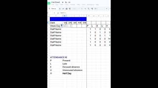how to create a attendance sheet in 1 minutes 1- Part #excel #new #viral #tranding #marksheets