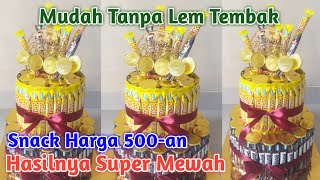 Snack Tower Low Budget || Tanpa Lem Tembak || Kue Ulang Tahun Dari Snack