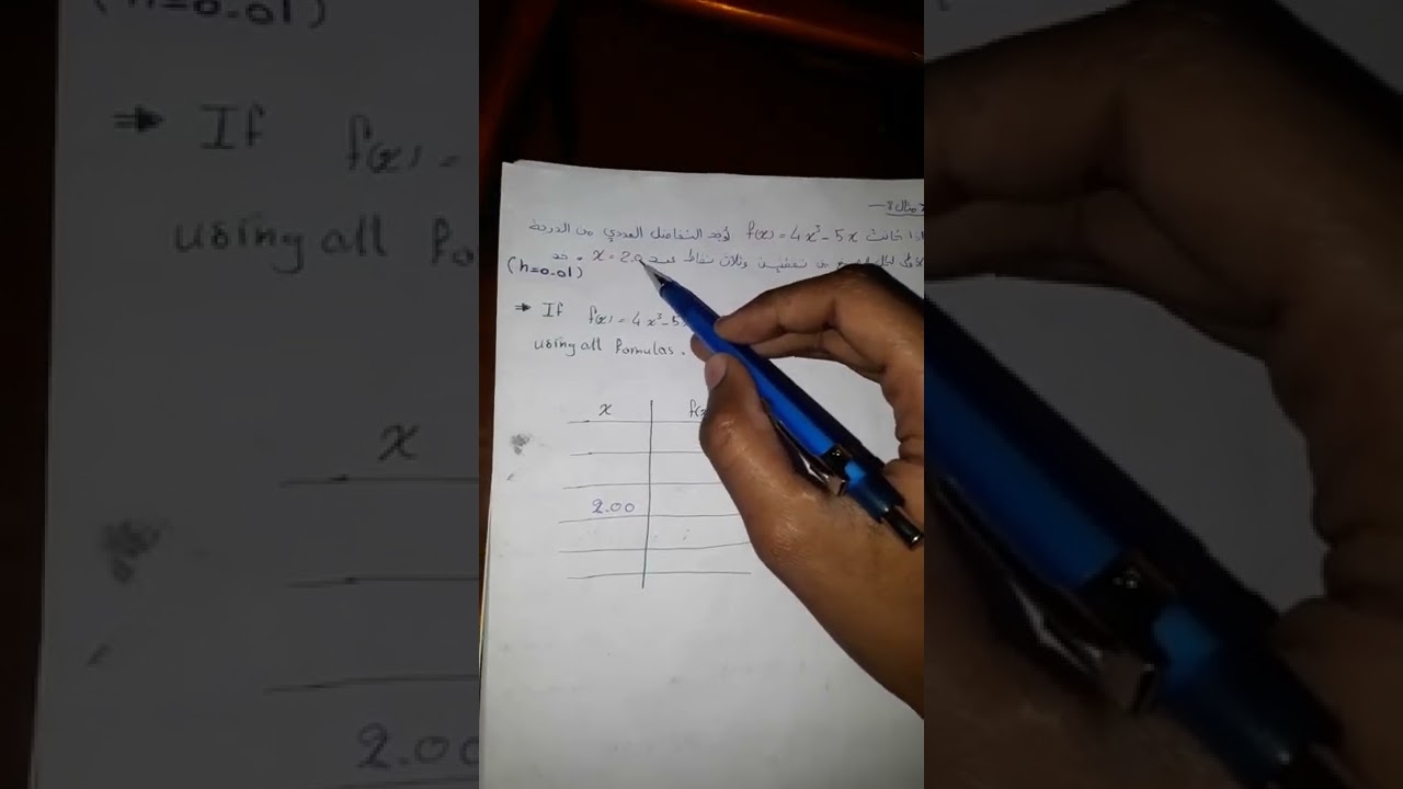 التفاضل العددي ( الصيغة الامامية و المركزية و الخلفية )