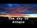 The sky of Athens with smoke of a big fire